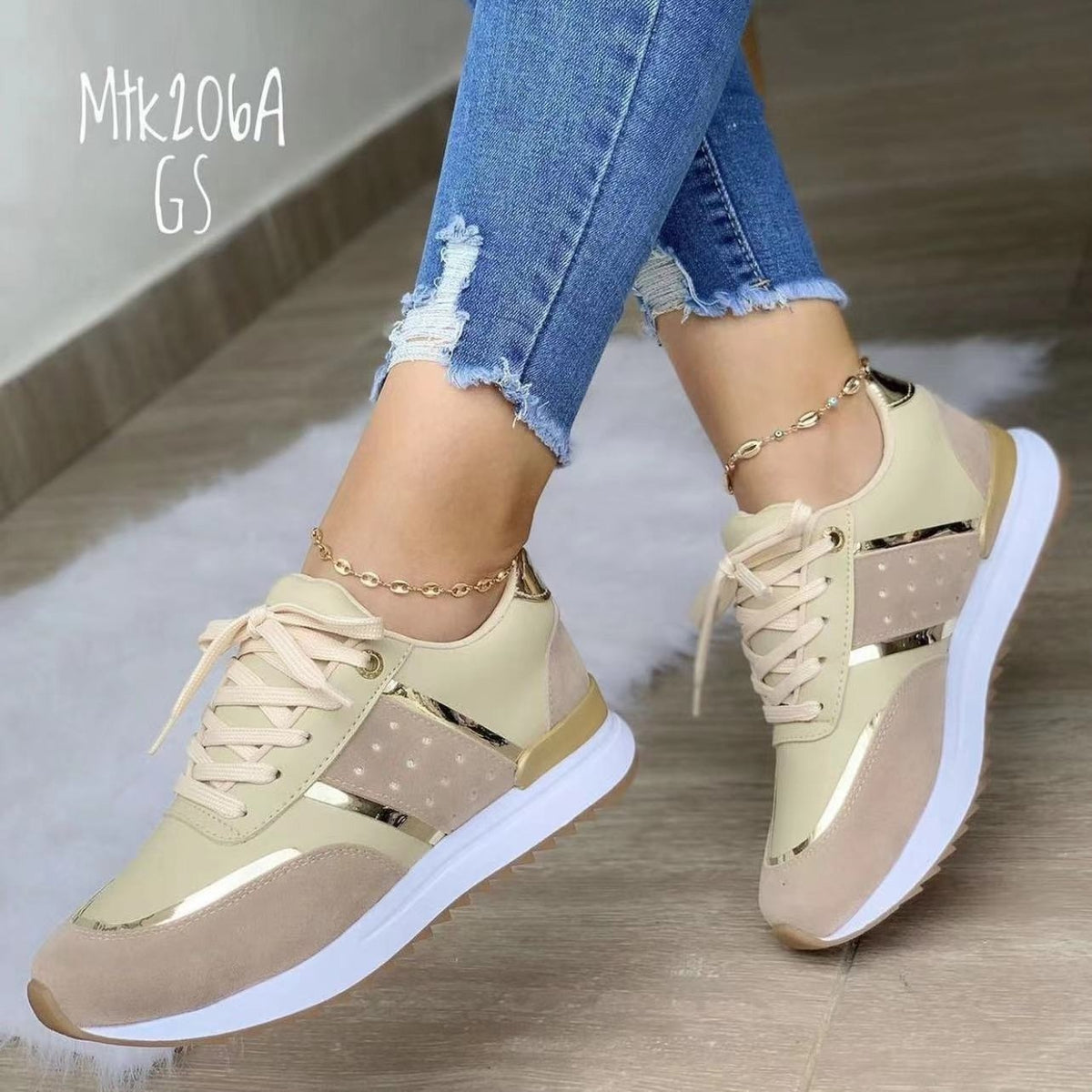 Lace-Up Women's Thick-Soled Casual Sneakers