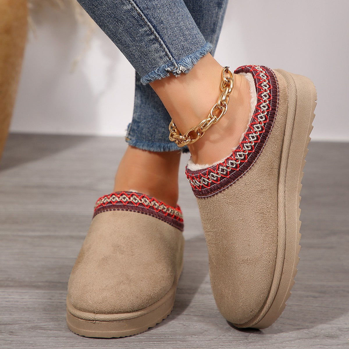 Lace Ethnic Style Snow Boots
