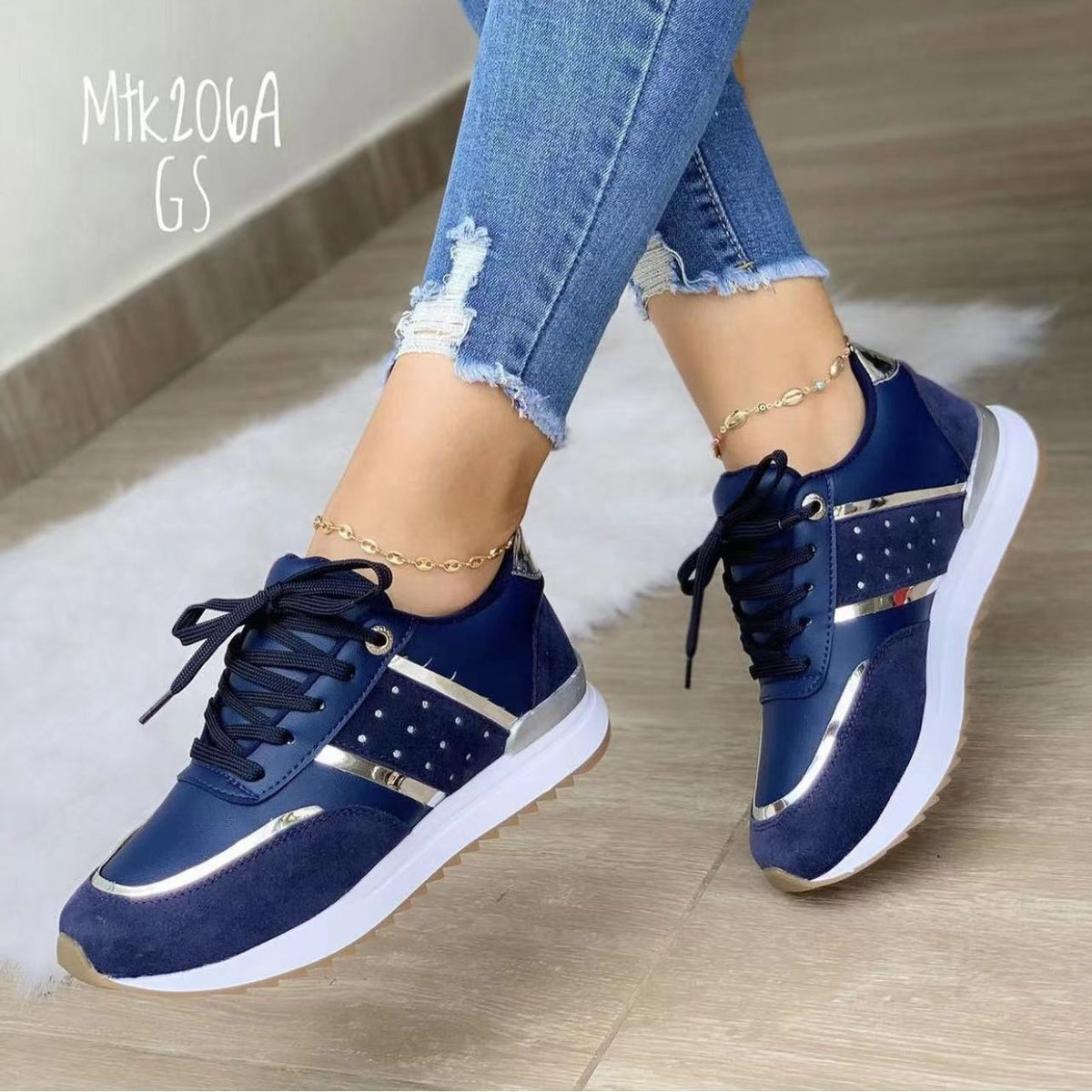 Lace-Up Women's Thick-Soled Casual Sneakers