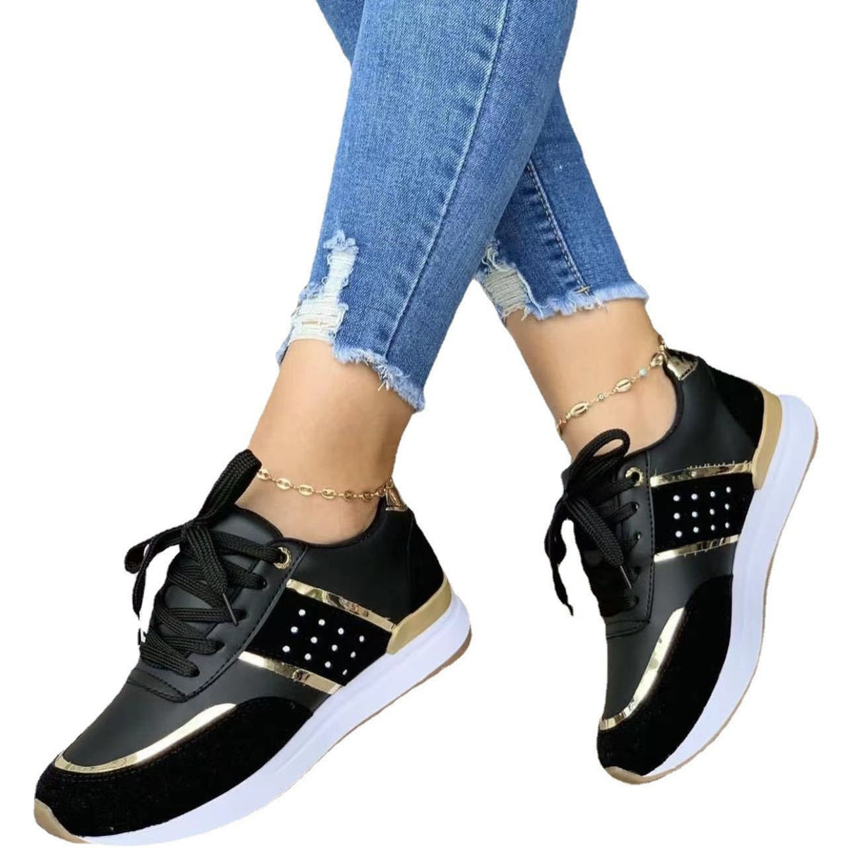 Lace-Up Women's Thick-Soled Casual Sneakers