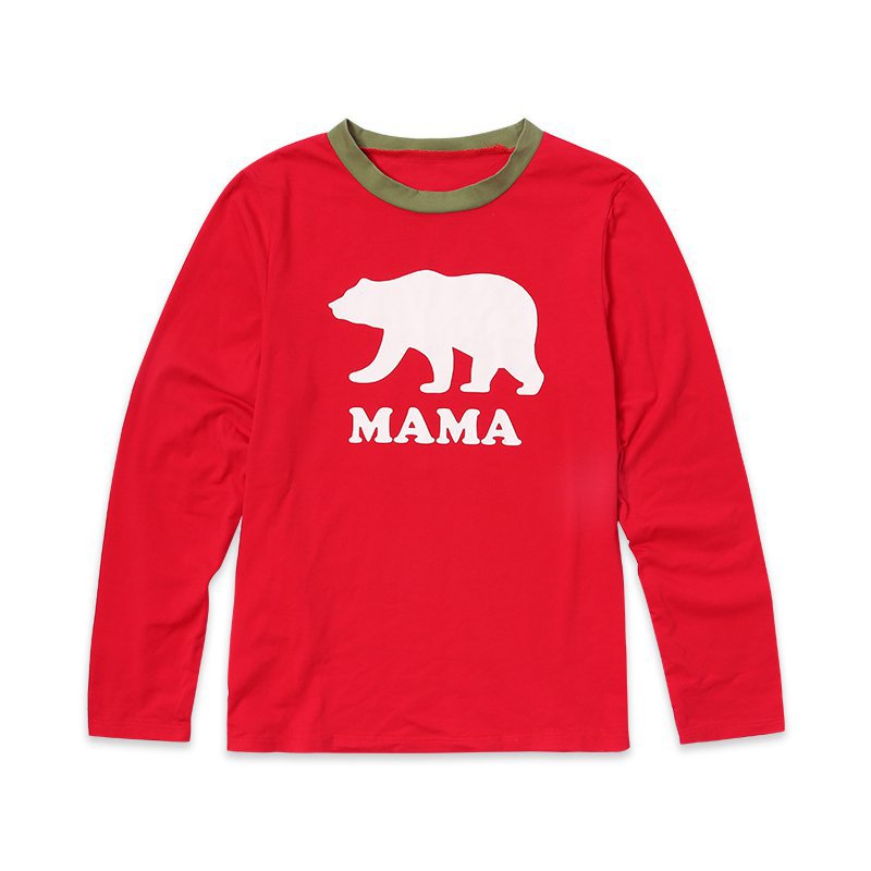 Christmas Family Matching Sleepwear Pajamas Sets Bear Top and Geometrical Pattern Pants 16
