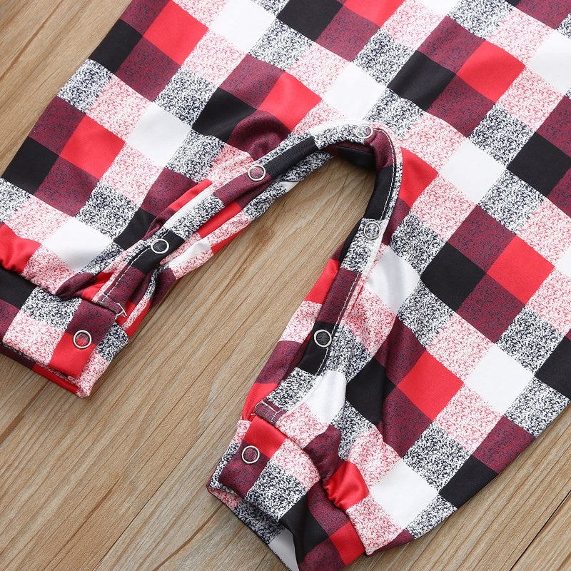 Christmas Family Matching Sleepwear Pajamas Sets Deers Plaid Snow Top and Red Pants 34