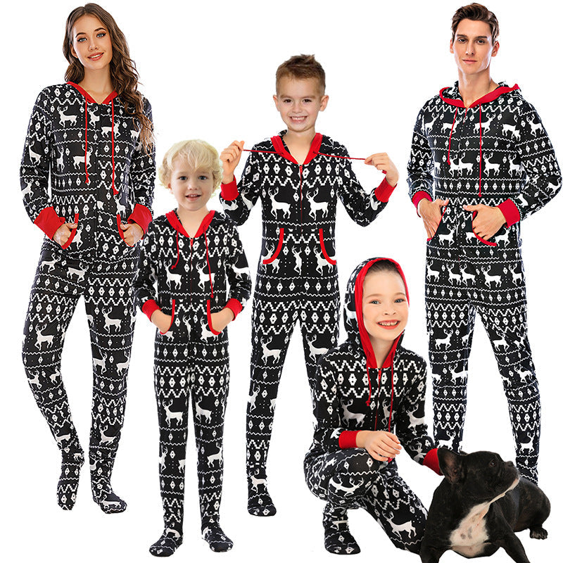 Christmas Family Matching Sleepwear Prints Snow Onesie Jumpsuit Pajamas 8