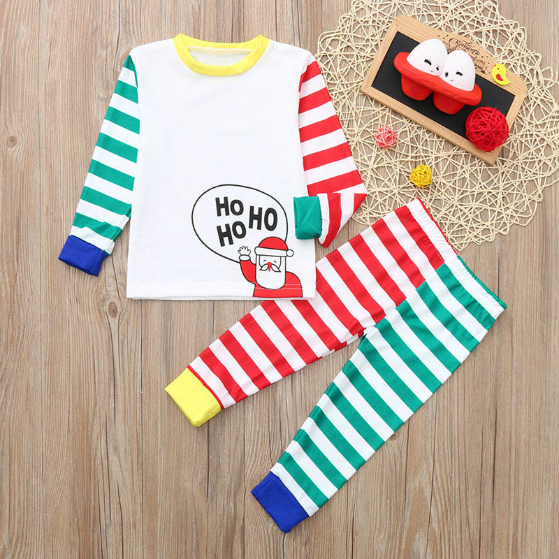 Christmas Family Matching Pajamas Christmas Hohoho Santa Claus Stripes Top and Pant 4