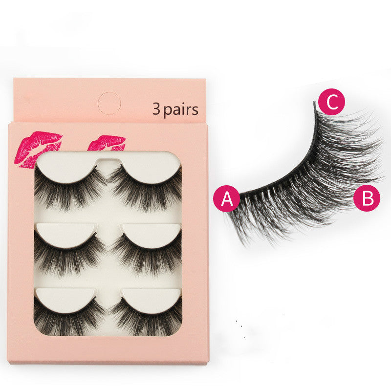 New Waterproof 3 Pairs Mink Hair Eyelashes