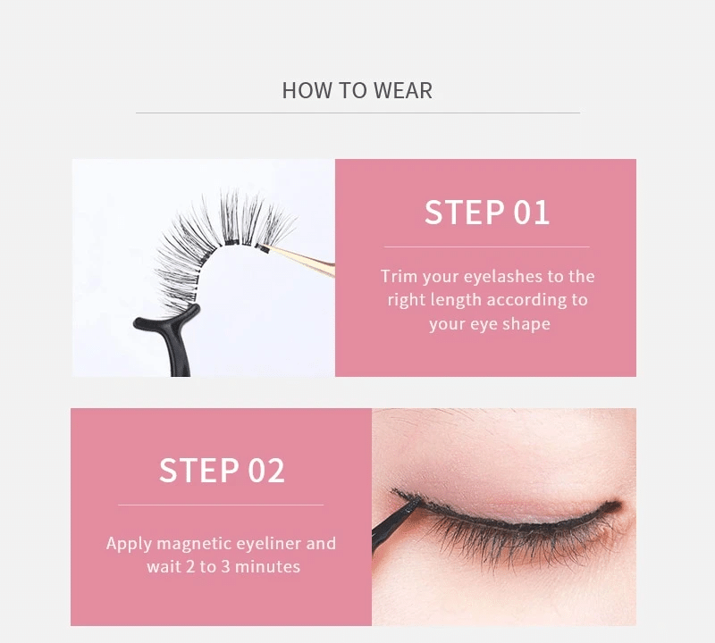 Reusable Waterproof Magnetic Eyelashes And Liner Kit