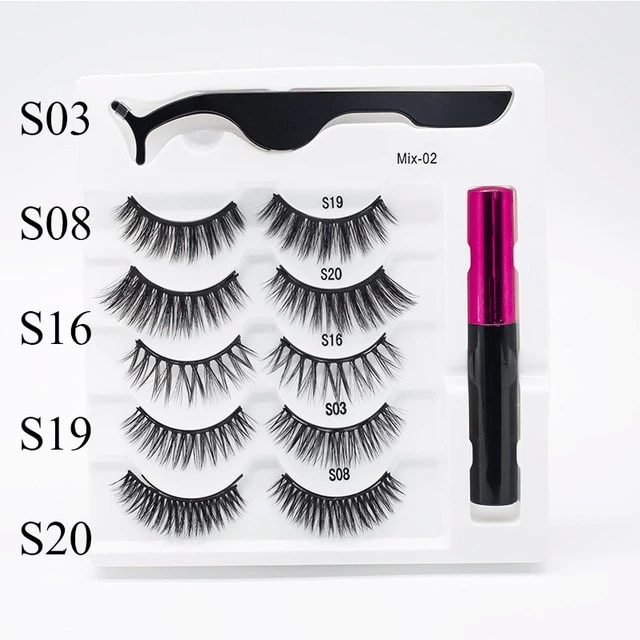 Reusable Waterproof Magnetic Eyelashes And Liner Kit
