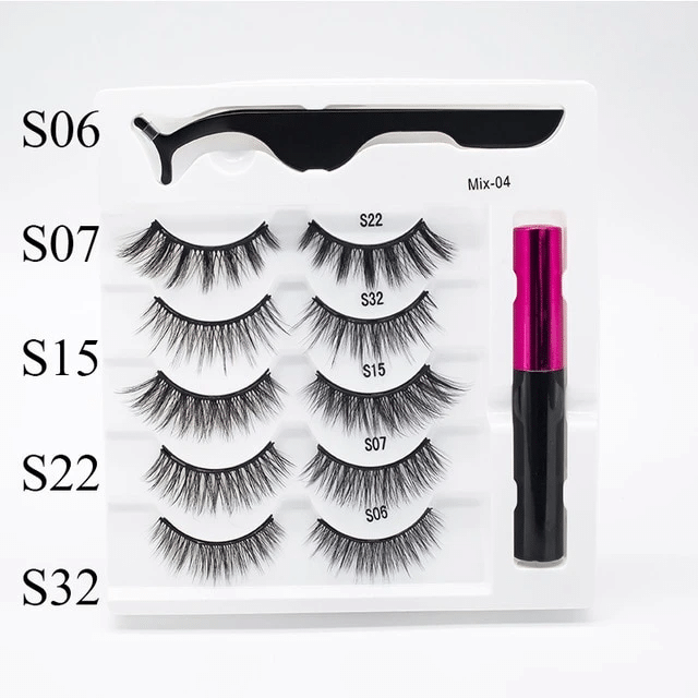 Reusable Waterproof Magnetic Eyelashes And Liner Kit