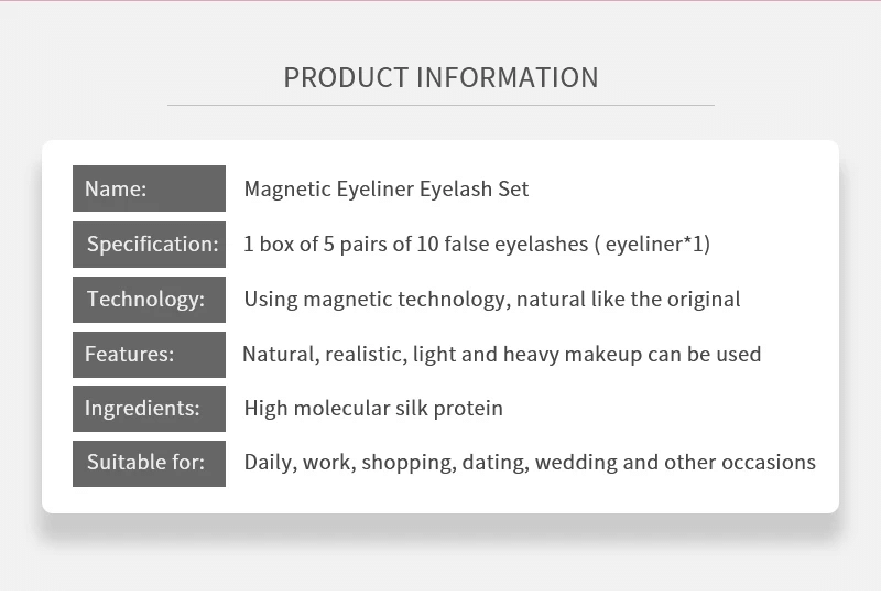 Reusable Waterproof Magnetic Eyelashes And Liner Kit