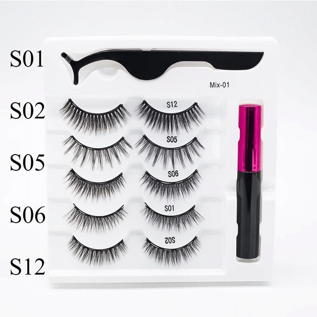 Reusable Waterproof Magnetic Eyelashes And Liner Kit