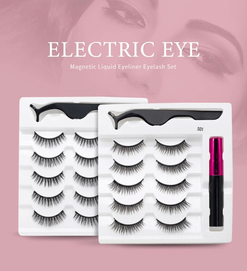 Reusable Waterproof Magnetic Eyelashes And Liner Kit
