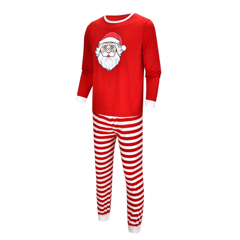 Christmas Family Matching Sleepwear Pajamas Sets Red Christmas Santa Claus Top and Stripes Pants 24