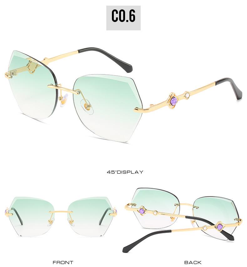 2021 cross border new rimless sunglasses, European and American trends, diamond rimmed glasses, fashion and exquisite trimming Sunglasses