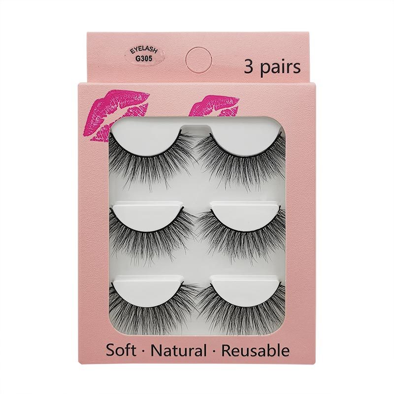 New Waterproof 3 Pairs Mink Hair Eyelashes