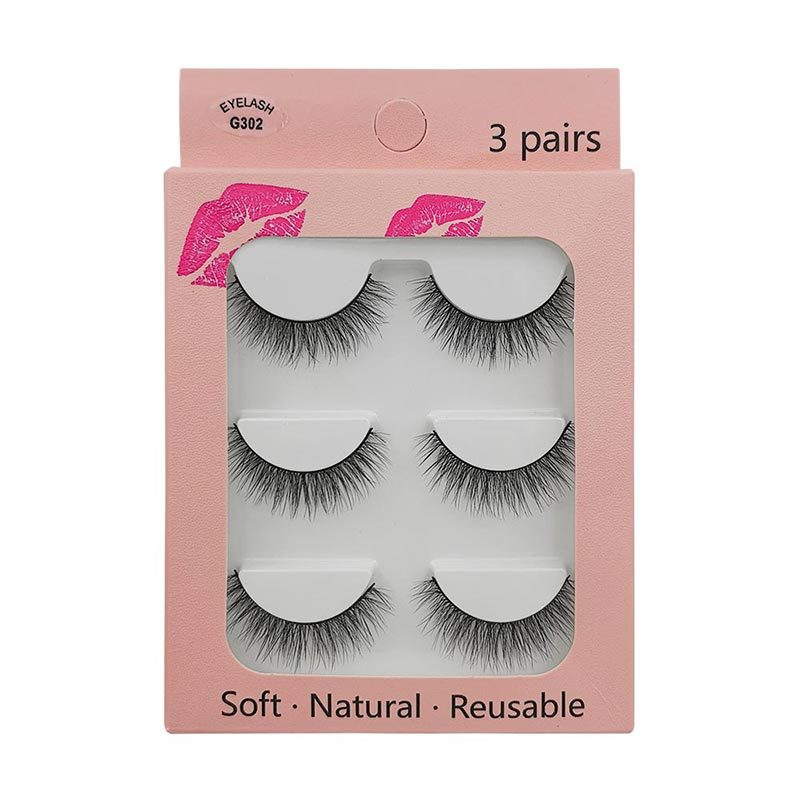 New Waterproof 3 Pairs Mink Hair Eyelashes