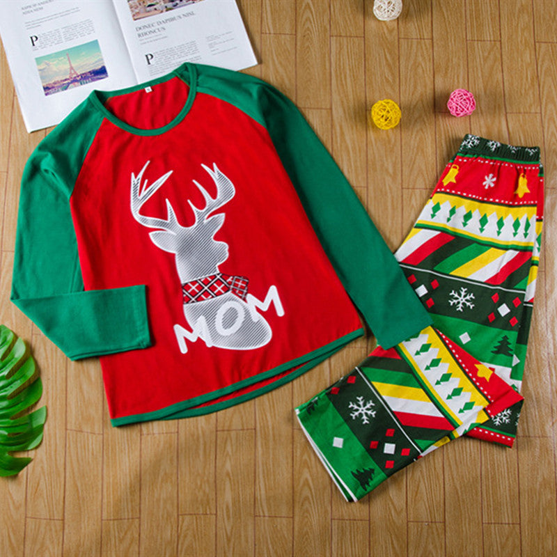 Christmas Family Matching Pajamas Sleepwear Sets Christmas Snow Man Top and Stripes Pants 18