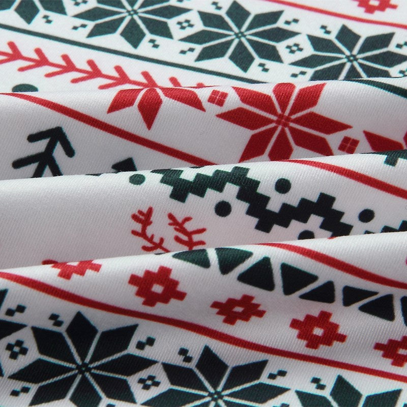 Christmas Family Matching Sleepwear Pajamas Sets White Deers Trees Printing Top and Pants 22