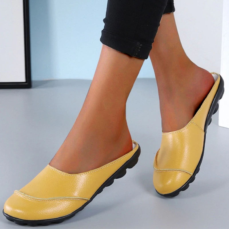 Zilool Slippers Wear Leather Soft Soles And Comfortable Flat Shoes
