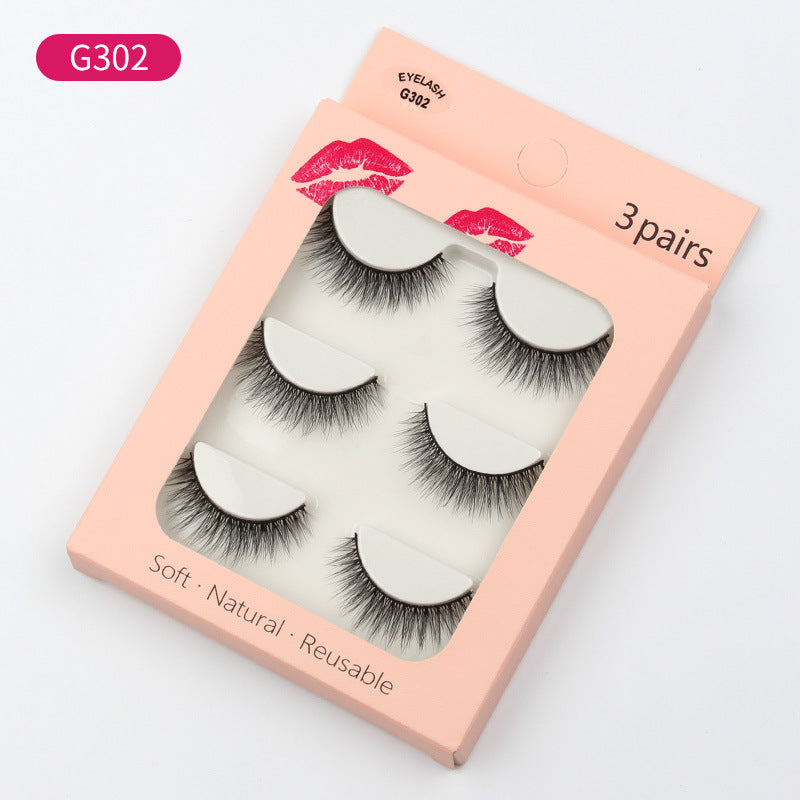 New Waterproof 3 Pairs Mink Hair Eyelashes