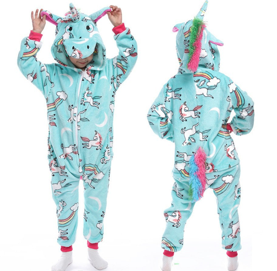 Unicorn Onesie Costumes Rainbow Color for Adult & Kids Zipper Up