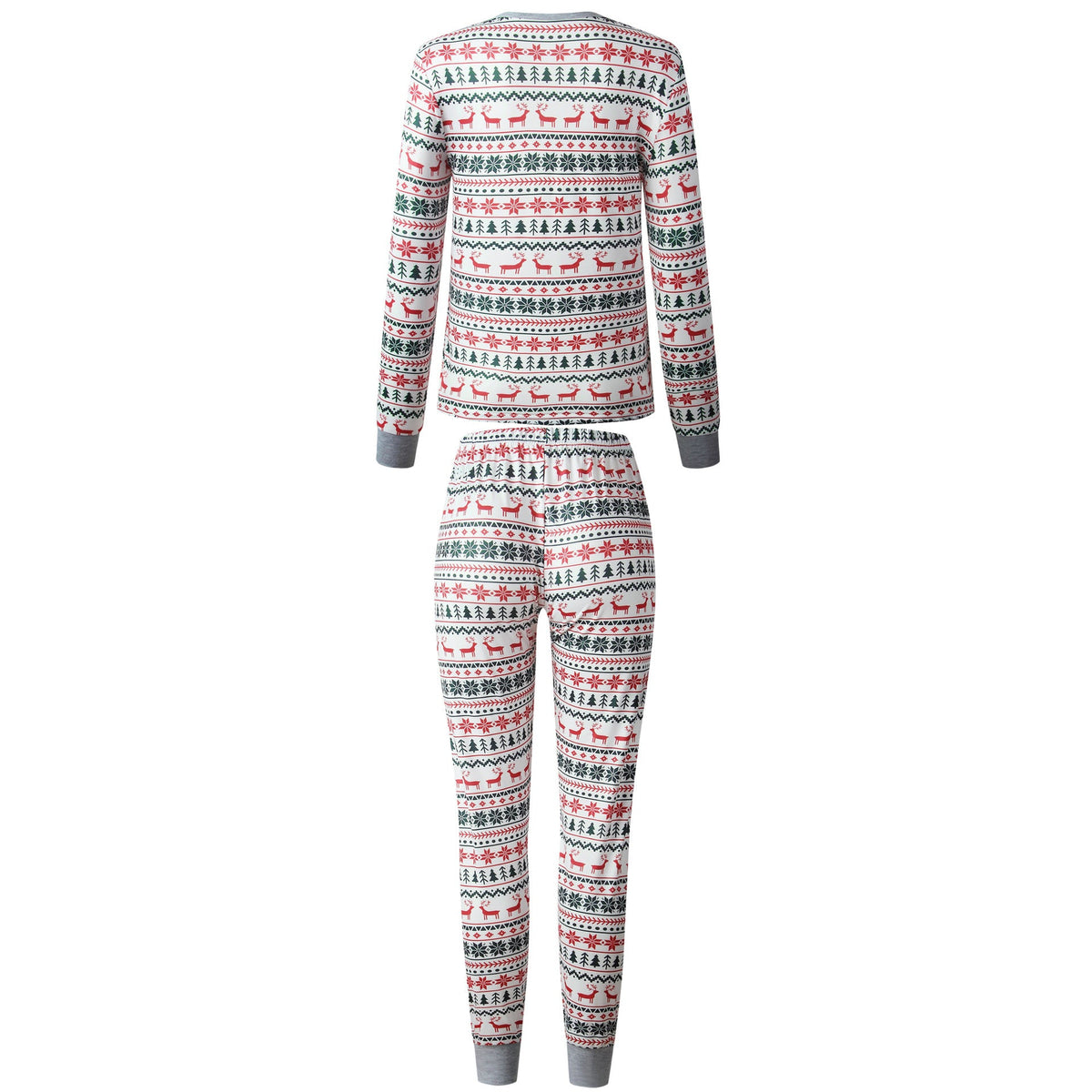 Christmas Family Matching Sleepwear Pajamas Sets White Deers Trees Printing Top and Pants 16