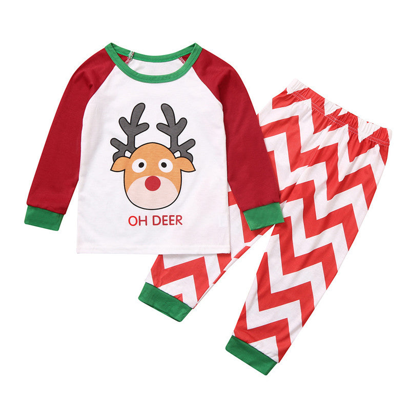Christmas Family Matching Sleepwear Pajamas Sets Cute Deer Top and Stripes Pants 28