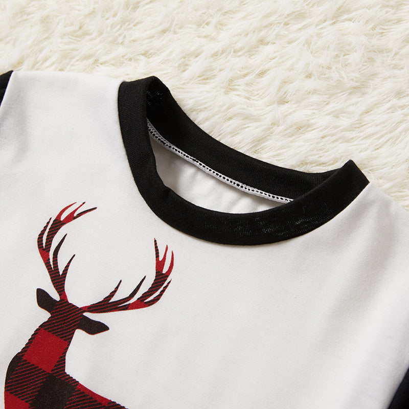Christmas Family Matching Pajamas Sleepwear Sets Christmas Deer Top and Plaids Pants 22