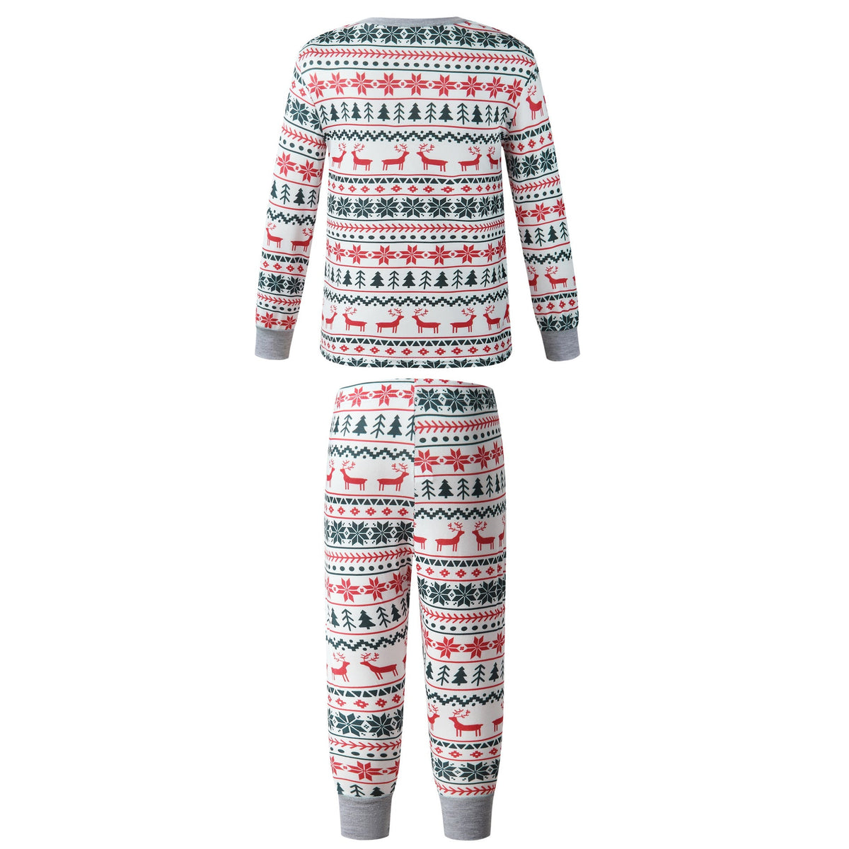 Christmas Family Matching Sleepwear Pajamas Sets White Deers Trees Printing Top and Pants 12
