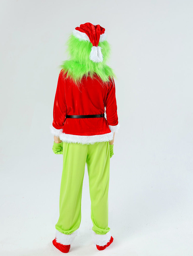 Christmas Grinch Costume for Kids Green Monster Outfit Full Sets