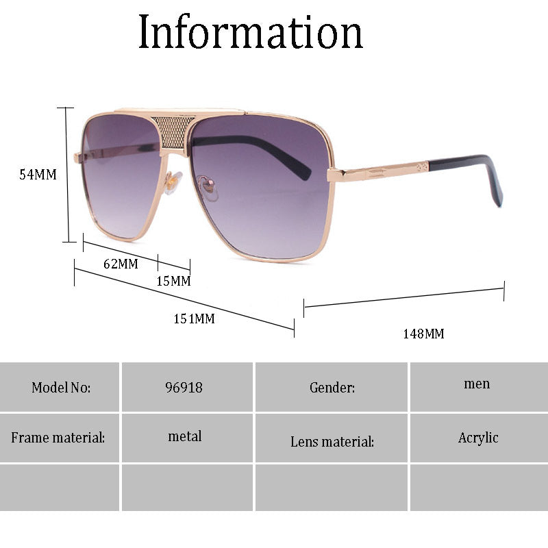 Men Polarized Big Square Frame Luxury UV400 Retro Sunglasses