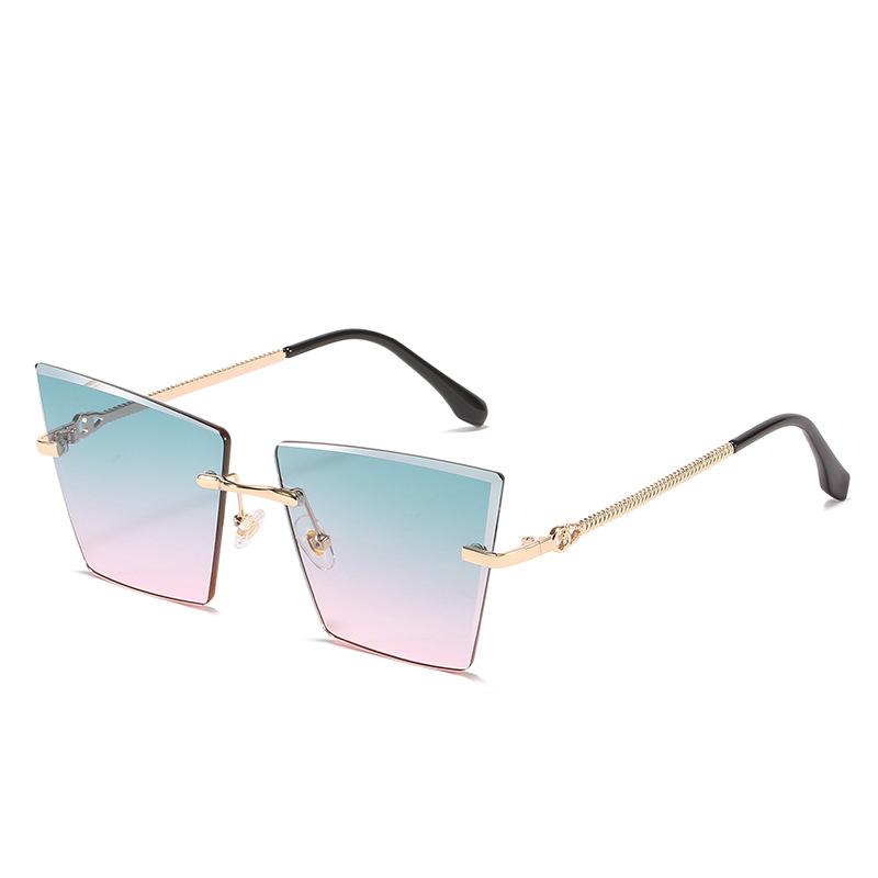 2021 new rimless Sunglasses European and American personality cat's Eye Sunglasses