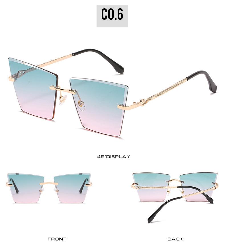 2021 new rimless Sunglasses European and American personality cat's Eye Sunglasses