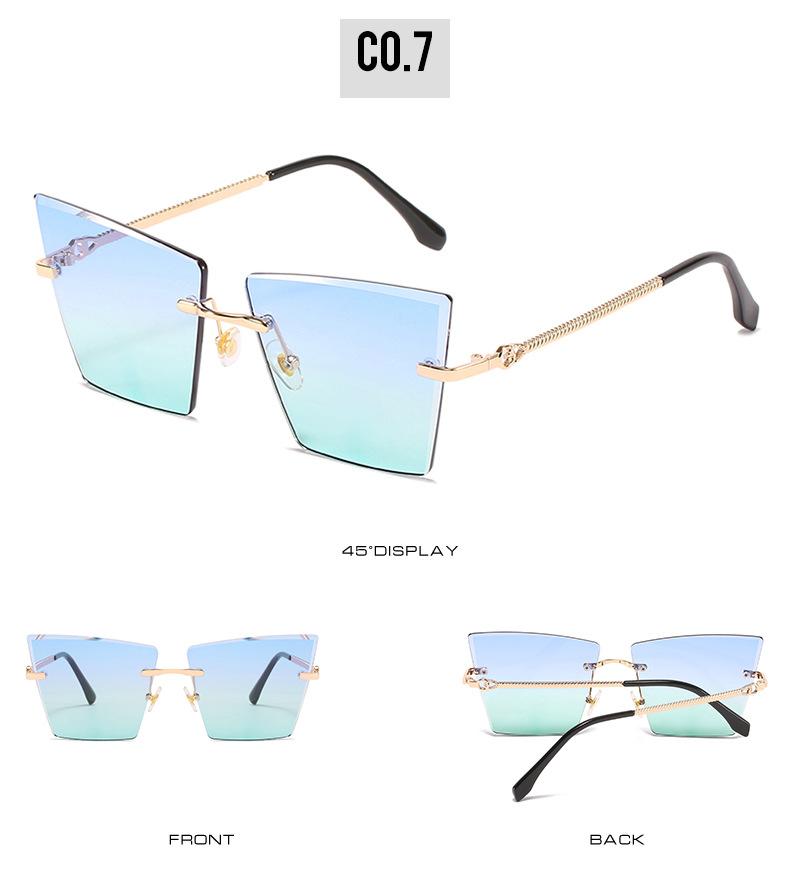 2021 new rimless Sunglasses European and American personality cat's Eye Sunglasses