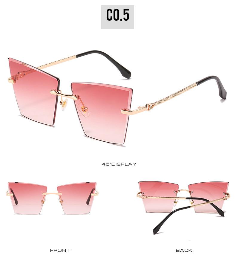 2021 new rimless Sunglasses European and American personality cat's Eye Sunglasses