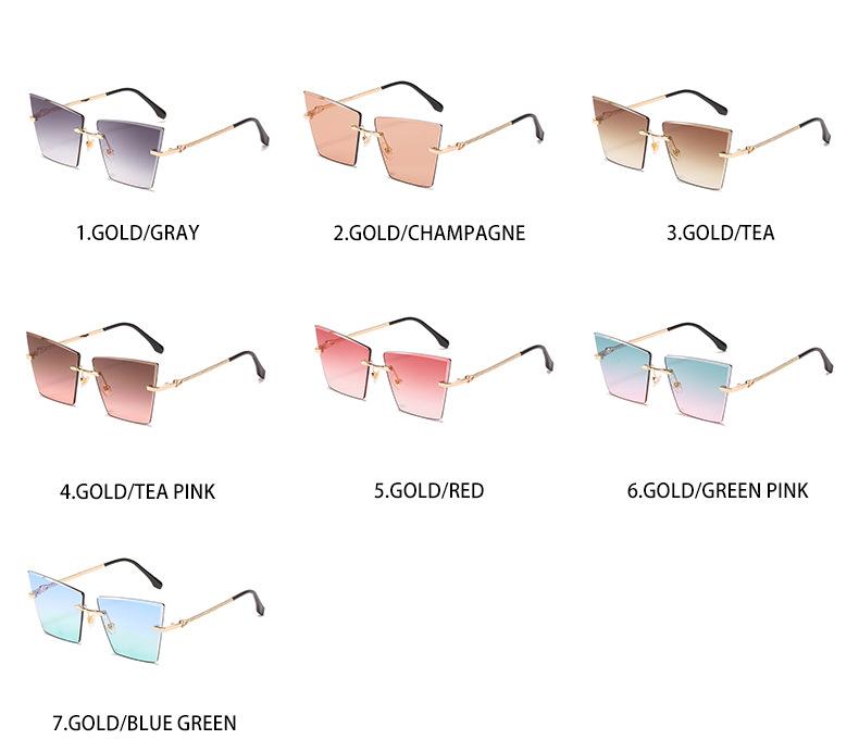 2021 new rimless Sunglasses European and American personality cat's Eye Sunglasses