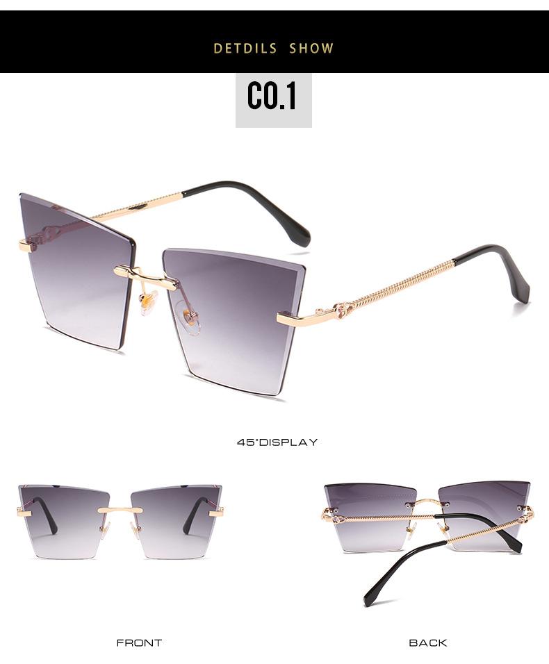 2021 new rimless Sunglasses European and American personality cat's Eye Sunglasses