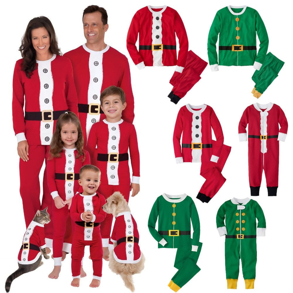 Christmas Family Matching Pajamas Christmas Santa Claus Red Sleepwear Sets 2