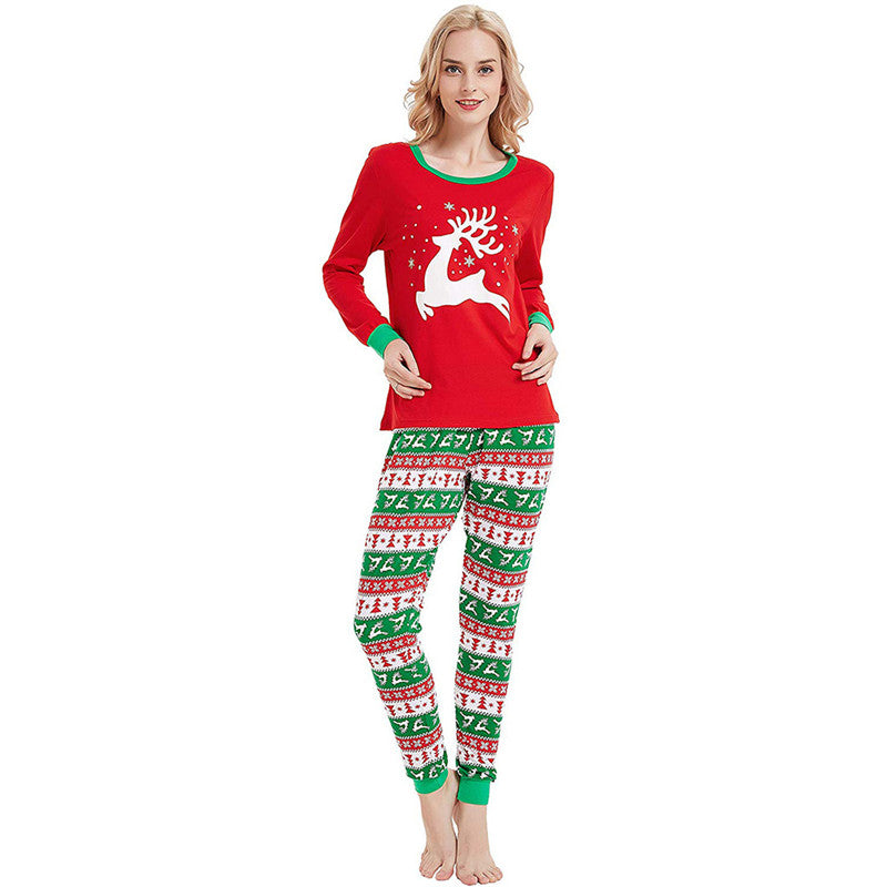 Christmas Family Matching Pajamas Sleepwear Sets Red Deer Stars Top and Christmas Pattern Pants 10