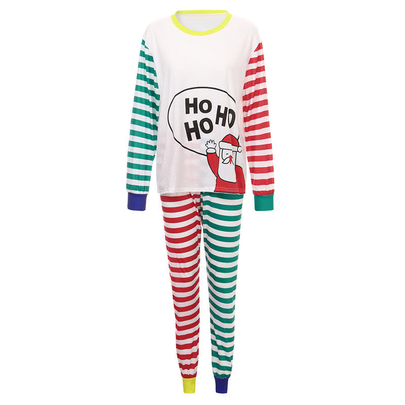 Christmas Family Matching Pajamas Christmas Hohoho Santa Claus Stripes Top and Pant 8