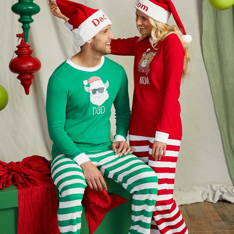 Christmas Family Matching Pajamas Sleepwear Sets Christmas Snow Man Top and Stripes Pants 4