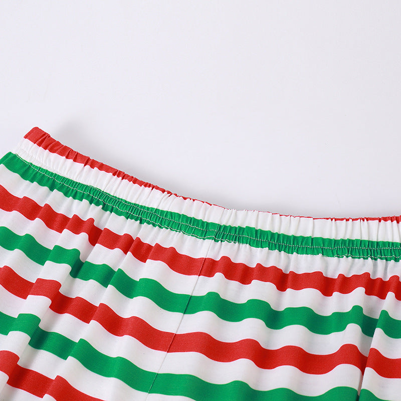 Christmas Family Matching Sleepwear Pajamas Sets Green ELF SQUAD Top and Stripes Pants 20