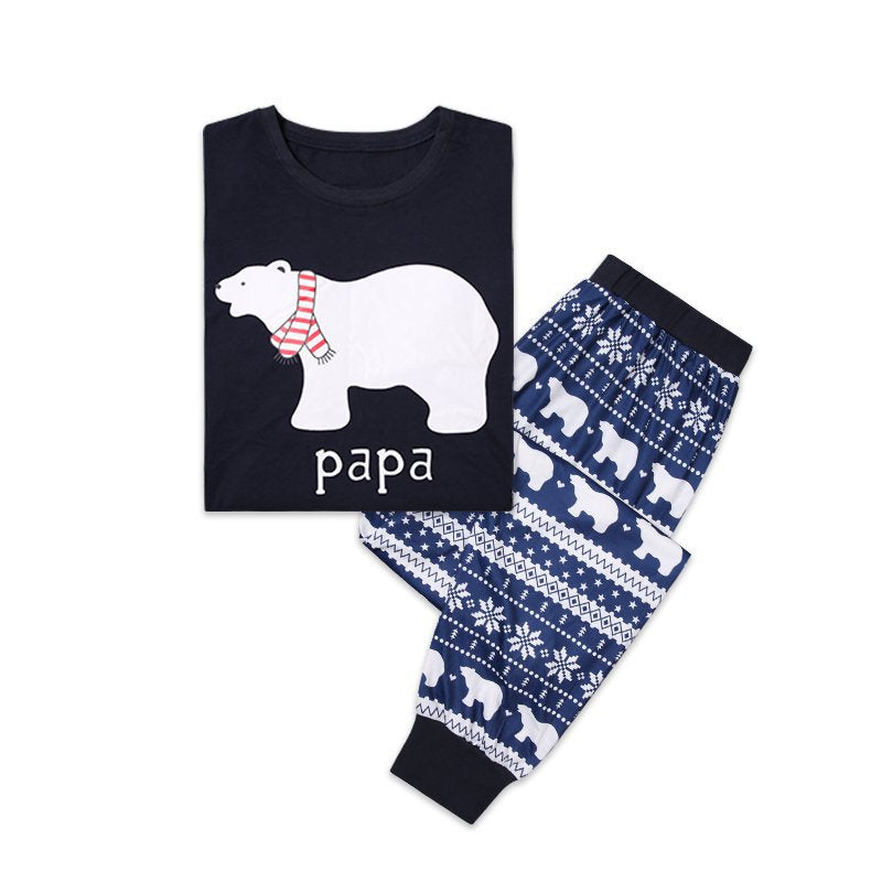 Christmas Family Matching Sleepwear Pajamas Sets Bear Top and Geometrical Pattern Pants 8