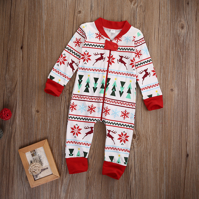Christmas Family Matching Pajamas Sleepwear Sets Christmas Tree Deer Snowflake Top and Pants 4
