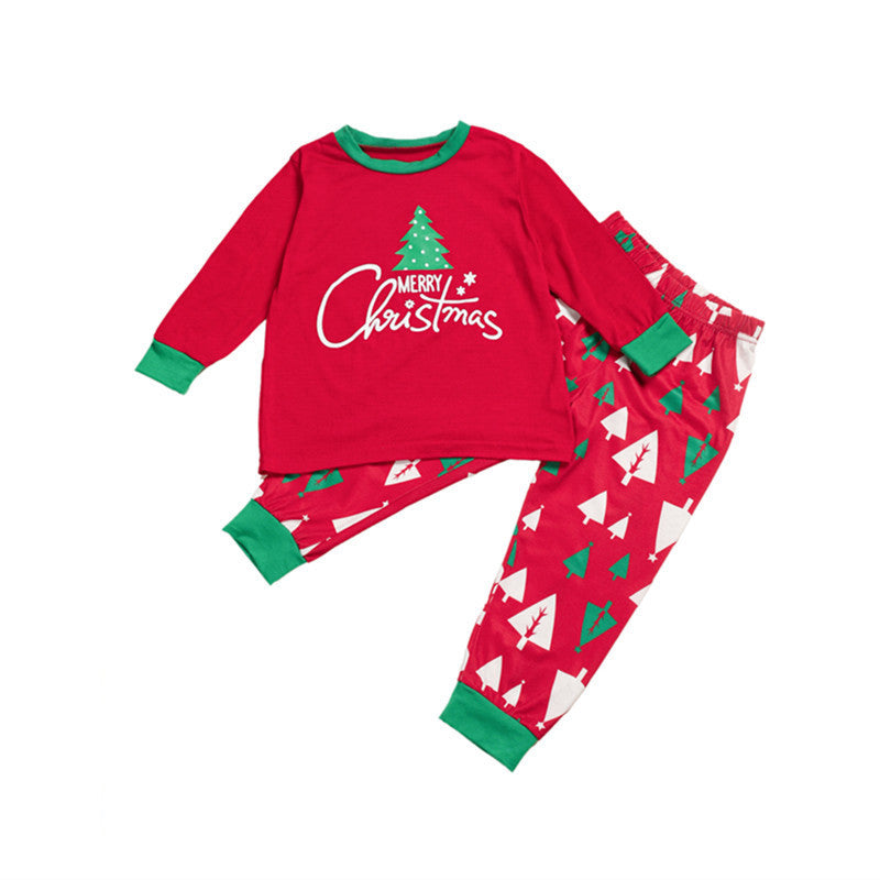 Christmas Family Matching Pajamas Sleepwear Sets Green Christmas Trees Top and Christmas Stocking Pants 20