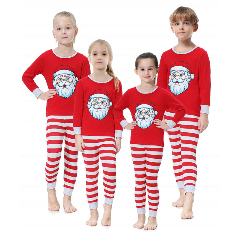 Christmas Family Matching Sleepwear Pajamas Sets Red Christmas Santa Claus Top and Stripes Pants 6