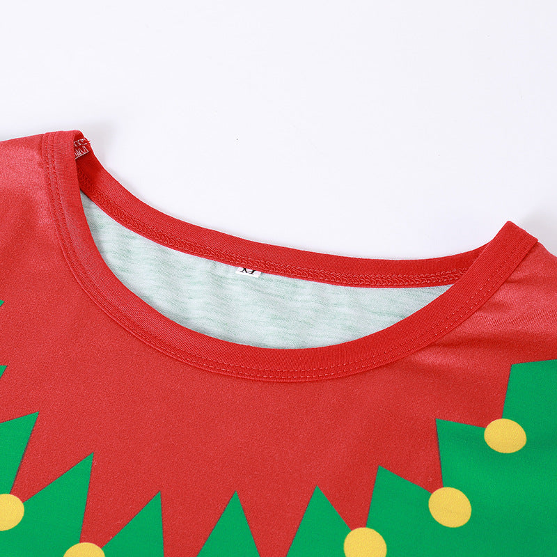 Christmas Family Matching Sleepwear Pajamas Sets Green ELF SQUAD Top and Stripes Pants 14