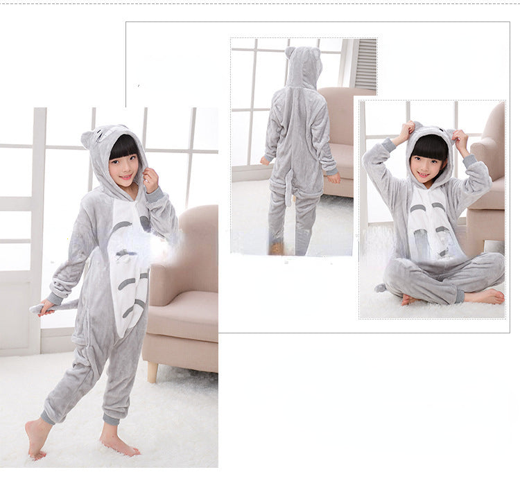 Animal Kigurumi Grey Totoro Onesie Pajamas For Kids