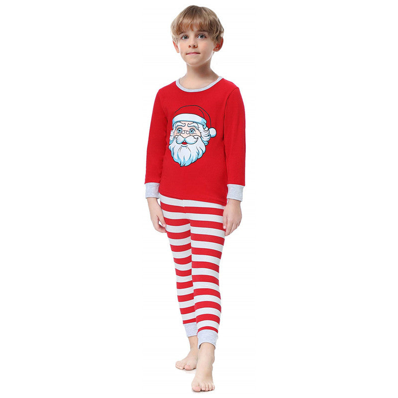 Christmas Family Matching Sleepwear Pajamas Sets Red Christmas Santa Claus Top and Stripes Pants 8