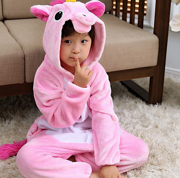 Unicorn Onesie Costumes Rainbow Color for Adult & Kids Zipper Up