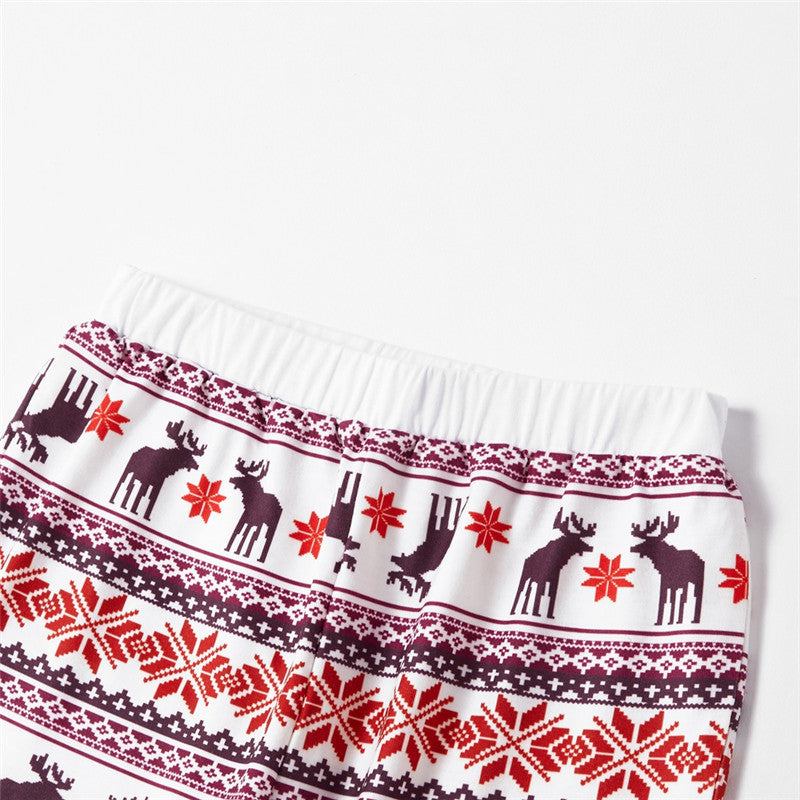 Christmas Family Matching Sleepwear Pajamas Sets Grey Deers Top and Stripe Pants 18